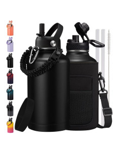 Botella de Agua Aislada ICIOI 1.81L con Tapa de Popote y Asa