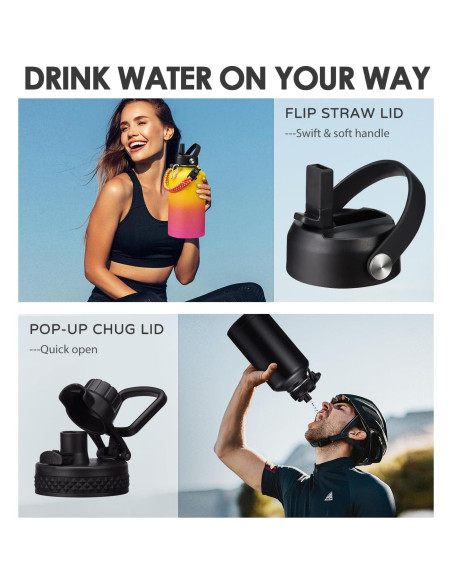 Botella de Agua Aislada ICIOI 1.81L con Tapa de Popote y Asa