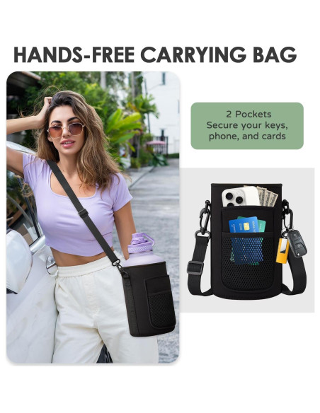 Botella de Agua Aislada ICIOI 1.81L con Tapa de Popote y Asa