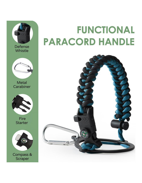 Botella de Agua Aislada ICIOI 1.81L con Tapa de Popote y Asa