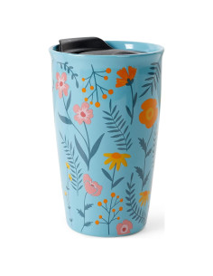 Taza de Viaje Cerámica ANTIS'S HOME 285 ml Floral Azul