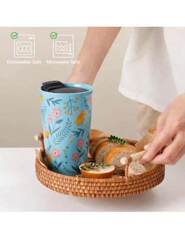 Taza de Viaje Cerámica ANTIS'S HOME 285 ml Floral Azul