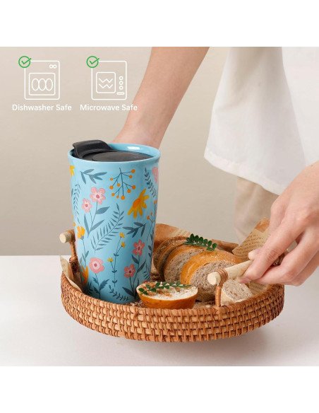 Taza de Viaje Cerámica ANTIS'S HOME 285 ml Floral Azul