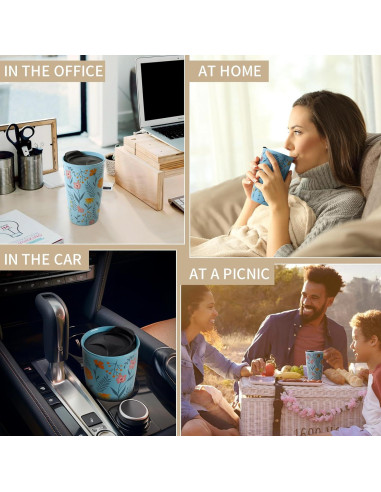 Taza de Viaje Cerámica ANTIS'S HOME 285 ml Floral Azul