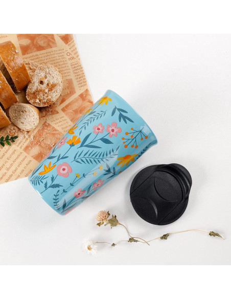 Taza de Viaje Cerámica ANTIS'S HOME 285 ml Floral Azul
