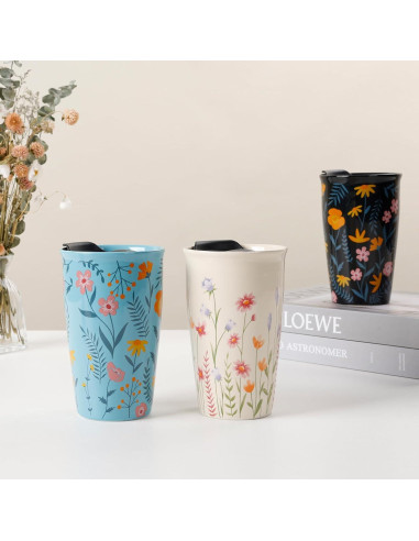 Taza de Viaje Cerámica ANTIS'S HOME 285 ml Floral Azul