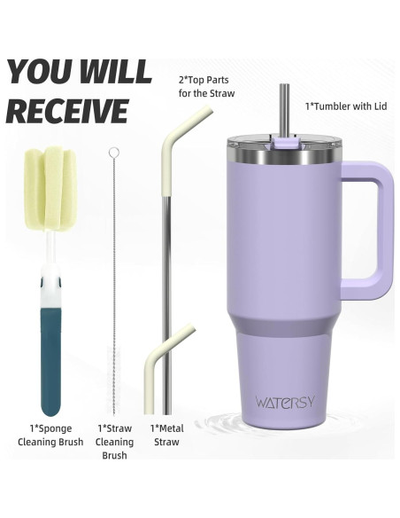 Taza aislada de acero inoxidable WATERSY 1.18L púrpura