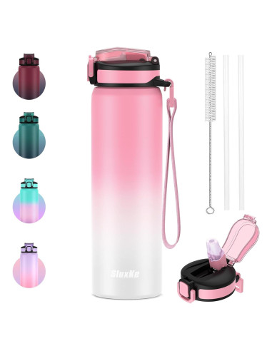 Botella de Agua Aislada SLUXKE 24oz Acero Inoxidable Rosa