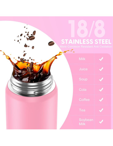 Botella de Agua Aislada SLUXKE 24oz Acero Inoxidable Rosa