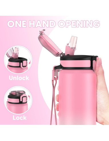 Botella de Agua Aislada SLUXKE 24oz Acero Inoxidable Rosa