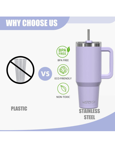 Taza aislada de acero inoxidable WATERSY 1.18L púrpura