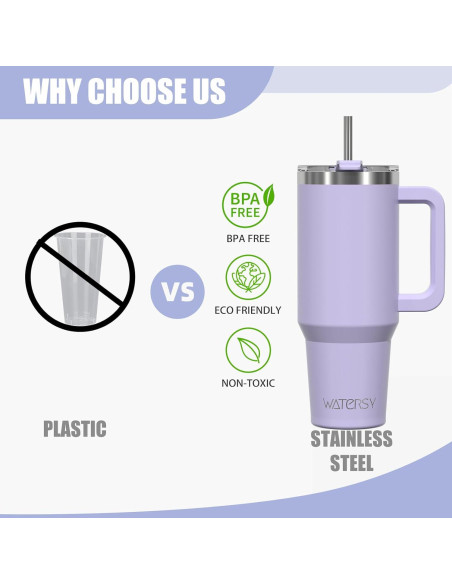 Taza aislada de acero inoxidable WATERSY 1.18L púrpura