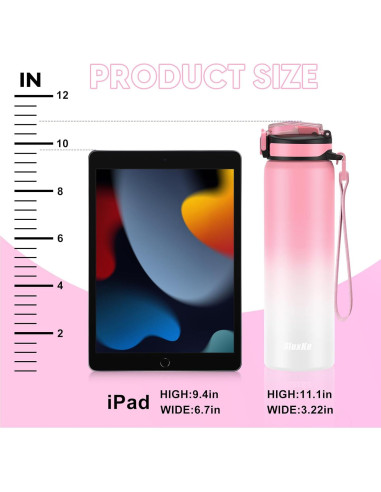 Botella de Agua Aislada SLUXKE 24oz Acero Inoxidable Rosa