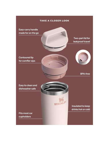 Taza de Viaje STANLEY 473 ml Acero Inoxidable Aislada Verde