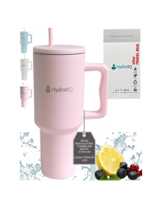 Vaso Térmico HydratiQ Ultima 40 oz Rosa Aislado a Prueba de Fugas