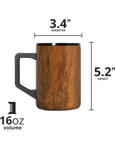 Taza de Café Aislada Elemental 0.47L Madera de Teak 2