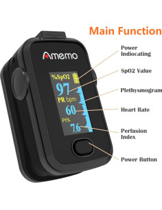 Oxímetro de Pulso Amemo OLED con Estuche y Funda Silicona 2
