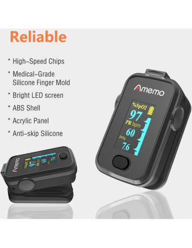 Oxímetro de Pulso Amemo OLED con Estuche y Funda Silicona