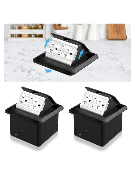 Kit de Enchufe Eléctrico Empotrado Vagueior 20A Negro - 2 Paquete