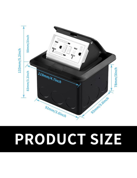 Kit de Enchufe Eléctrico Empotrado Vagueior 20A Negro - 2 Paquete