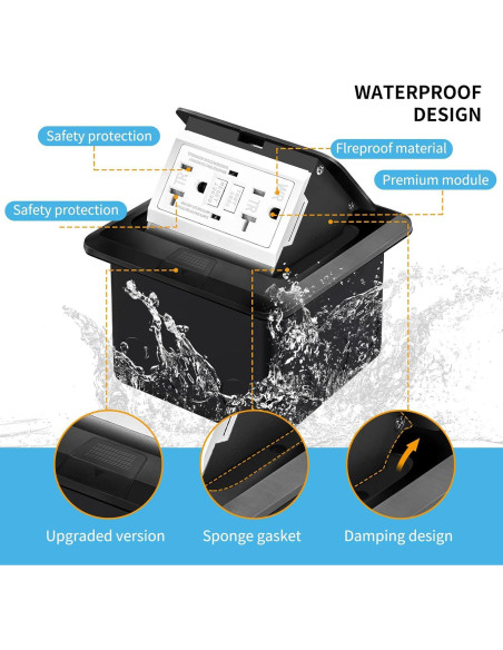 Kit de Enchufe Eléctrico Empotrado Vagueior 20A Negro - 2 Paquete