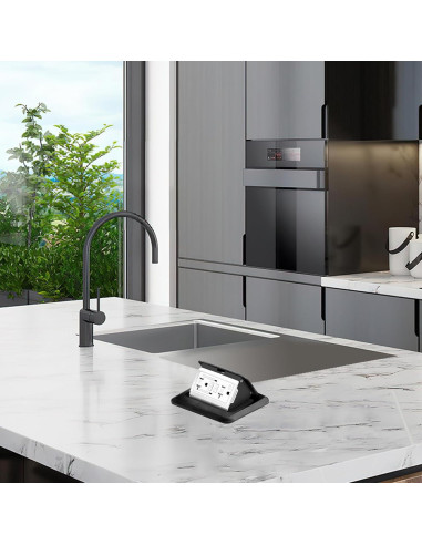 Kit de Enchufe Eléctrico Empotrado Vagueior 20A Negro - 2 Paquete