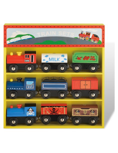 Juegos de trenes de madera WoodenEdu, 9 piezas magnéticas