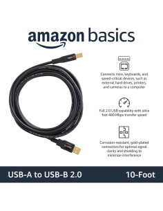 Cable USB 2.0 A-Macho a B-Macho Amazon Basics 3m Negro 2
