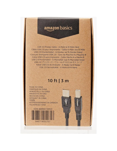 Cable USB 2.0 A-Macho a B-Macho Amazon Basics 3m Negro