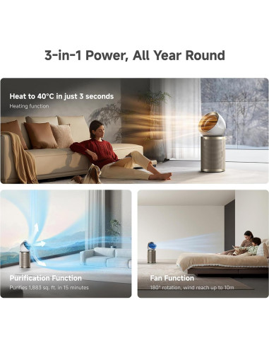 Purificador de Aire Dreame PM20 3 en 1, 525 m/h, IA y Filtros