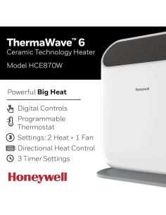 Calentador de Espacio Cerámico Honeywell HCE870W 120V Blanco 2