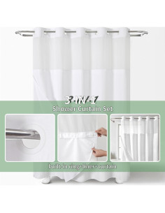 Cortina de Ducha Blanca Texturizada Cadahope 180x188 cm 2