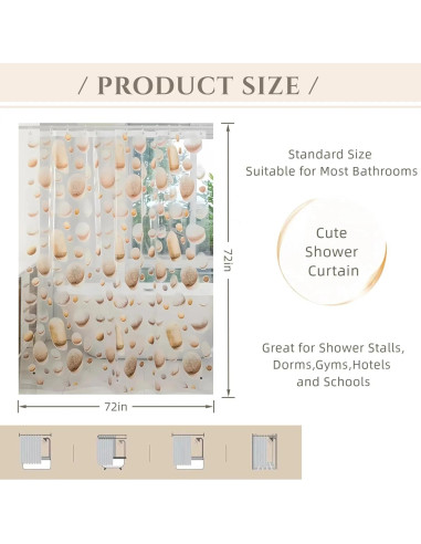 Cortina de Ducha CAPQL 182x182cm Piedras Amarillas Impermeable