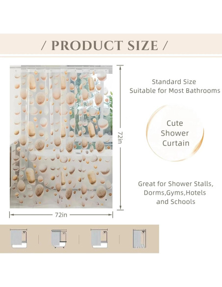 Cortina de Ducha CAPQL 182x182cm Piedras Amarillas Impermeable