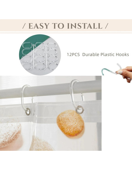 Cortina de Ducha CAPQL 182x182cm Piedras Amarillas Impermeable