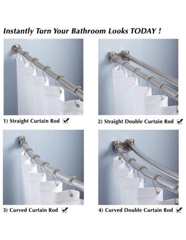 Anillas de Cortina de Ducha Uigos - Acero Inoxidable, Juego de 12
