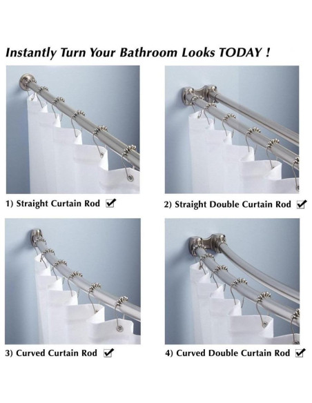 Anillas de Cortina de Ducha Uigos - Acero Inoxidable, Juego de 12