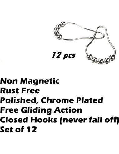 Anillas de Cortina de Ducha Uigos - Acero Inoxidable, Juego de 12