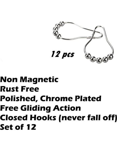 Anillas de Cortina de Ducha Uigos - Acero Inoxidable, Juego de 12