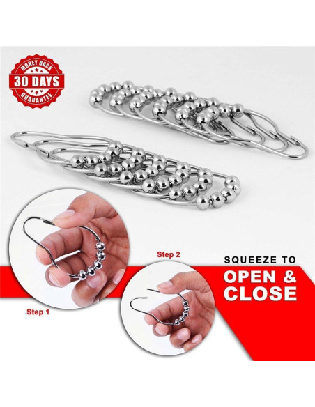 Anillas de Cortina de Ducha Uigos - Acero Inoxidable, Juego de 12