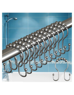 Ganchos para Cortina de Ducha BigFoot, Acero Inoxidable, 12 Piezas