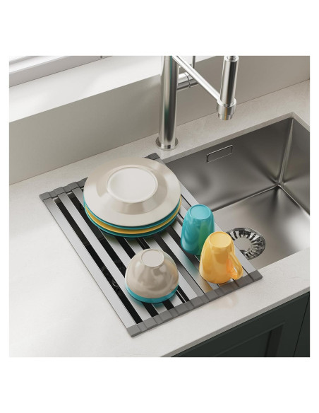 Escurridor de Platos Plegable Aluminio Gris Mate 45 x 34 cm