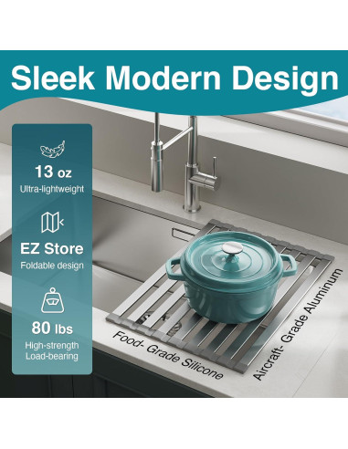 Escurridor de Platos Plegable Aluminio Gris Mate 45 x 34 cm