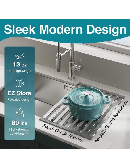 Escurridor de Platos Plegable Aluminio Gris Mate 45 x 34 cm