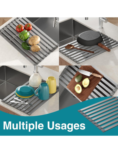 Escurridor de Platos Plegable Aluminio Gris Mate 45 x 34 cm