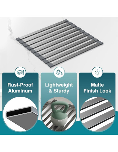 Escurridor de Platos Plegable Aluminio Gris Mate 45 x 34 cm