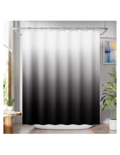 Cortina de Ducha AmazerBath 72x72 cm Ombre Negra con 12 Ganchos