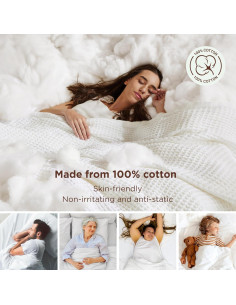Manta de Algodón 100% Bedsure Queen Blanca Tejido Waffle 2