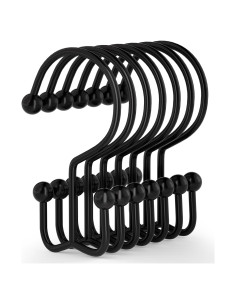 Ganchos para Cortina de Ducha Goowin, 12 Pcs, Negros, Antioxidantes