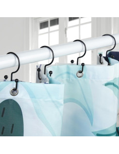 Ganchos para Cortina de Ducha Goowin, 12 Pcs, Negros, Antioxidantes 2